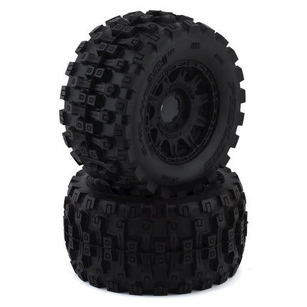 PRO1016610, Pro-Line Badlands MX38 HP Belted 3.8" Pre-Mounted Truck Tires (2) (Black) (M2) w/Raid Wheels