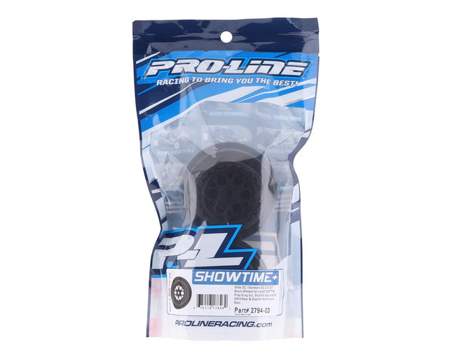 PRO279403, Pro-Line Showtime+ Wide Drag Spec Rear Drag Racing Wheels (2) w/12mm Hex (Black)