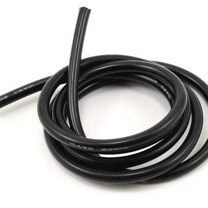 PTK-5611, ProTek RC 10awg Black Silicone Hookup Wire (1 Meter)