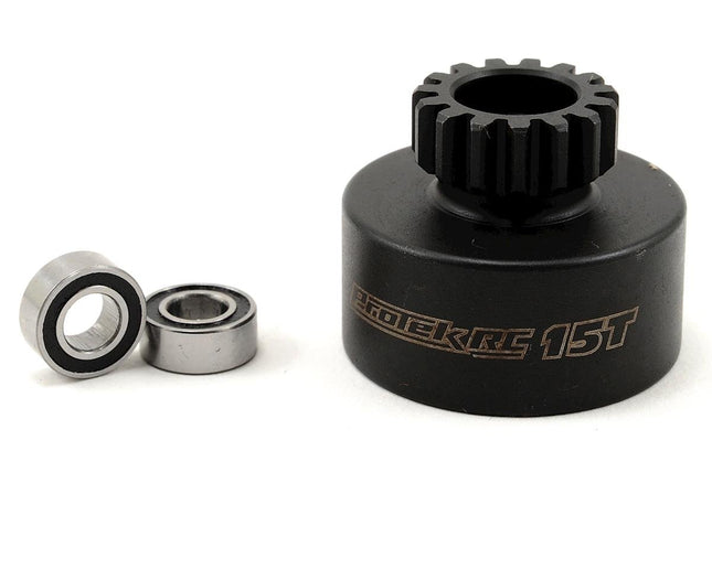 PTK-7052, ProTek RC Hardened Clutch Bell w/Bearings (15T) (Mugen/OFNA Style)