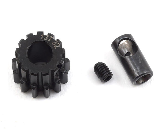 PTK-8056, ProTek RC Steel 32P Pinion Gear w/3.17mm Reducer Sleeve (Mod .8) (5mm Bore) (13T)