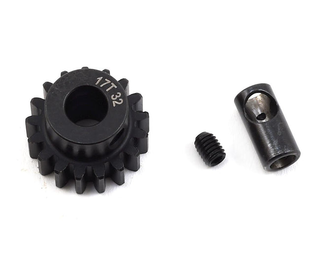 PTK-8060, ProTek RC Steel 32P Pinion Gear w/3.17mm Reducer Sleeve (Mod .8) (5mm Bore) (17T)