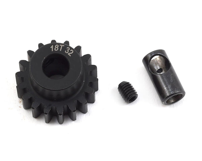 PTK-8061, ProTek RC Steel 32P Pinion Gear w/3.17mm Reducer Sleeve (Mod .8) (5mm Bore) (18T)