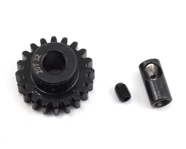 PTK-8063, ProTek RC Steel 32P Pinion Gear w/3.17mm Reducer Sleeve (Mod .8) (5mm Bore) (20T)