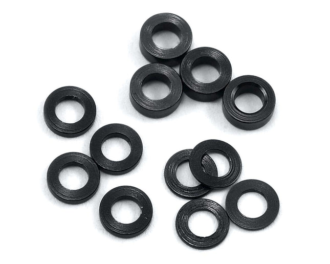 PTK-8370, ProTek RC Aluminum Ball Stud Washer Set (Black) (12) (0.5mm, 1.0mm & 2.0mm)