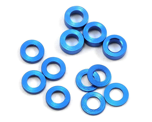 PTK-8371, ProTek RC Aluminum Ball Stud Washer Set (Blue) (12) (0.5mm, 1.0mm & 2.0mm)