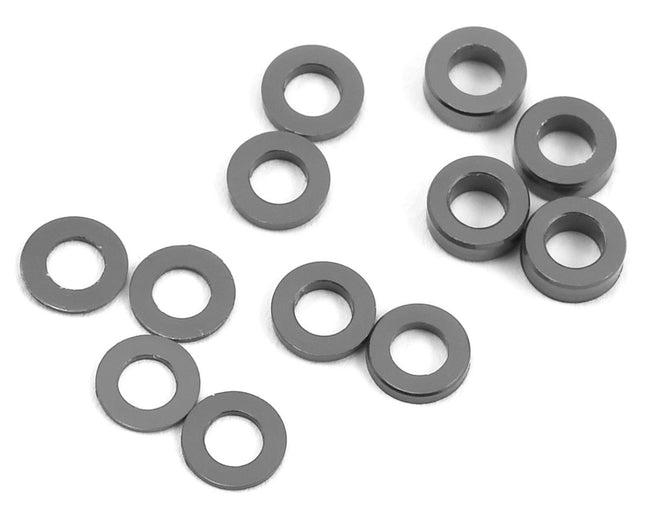 PTK-8376, ProTek RC Aluminum Ball Stud Washer Set (Grey) (12) (0.5mm, 1.0mm & 2.0mm)