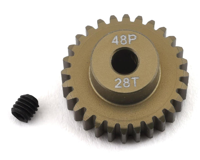 PTK-8615, ProTek RC 48P Lightweight Hard Anodized Aluminum Pinion Gear (3.17mm Bore) (28T)