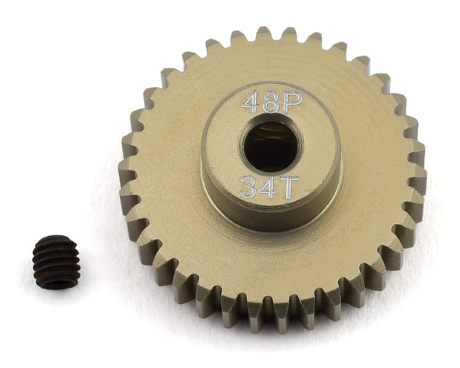 PTK-8621, ProTek RC 48P Lightweight Hard Anodized Aluminum Pinion Gear (3.17mm Bore) (34T)