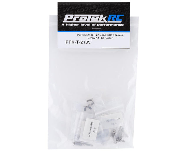 PTK-T-2135, ProTek RC TLR 22 5.0AC "Grade 5" Titanium Screw Kit (45) (Upper)