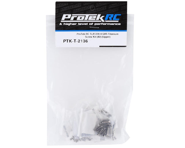 PTK-T-2136, ProTek RC TLR 22X-4 "Grade 5" Titanium Screw Kit (82) (Upper)