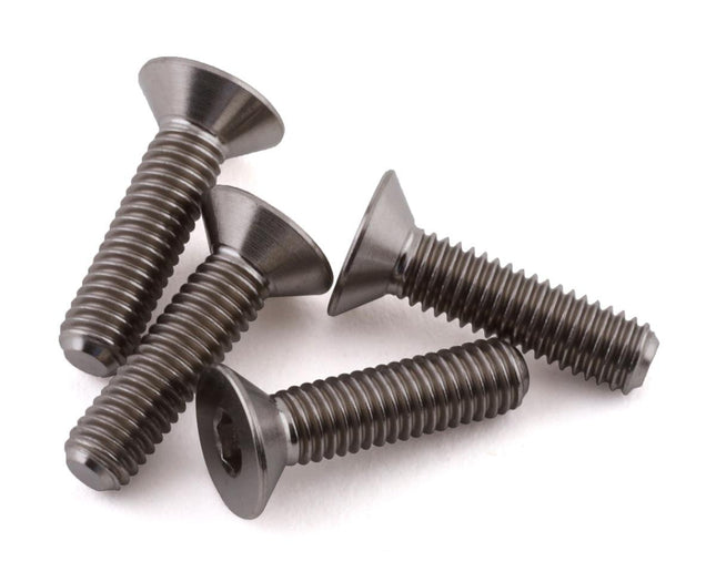 PTK-T-5084, ProTek RC 3x10mm "Grade 5" Titanium Flat Head Hex Screw (4)