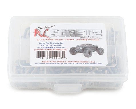RCZARA046, RC Screwz Arrma Big Rock 3S 4x4 Stainless Steel Screw Kit