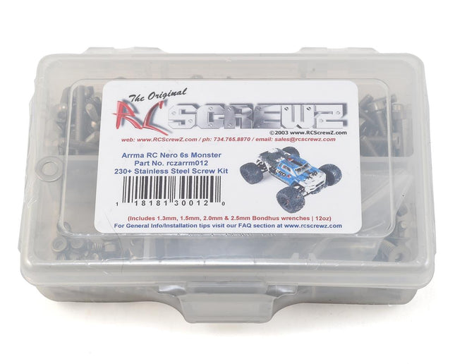 RCZARRM012, RC Screwz Arrma RC Nero Monster Stainless Screw Kit