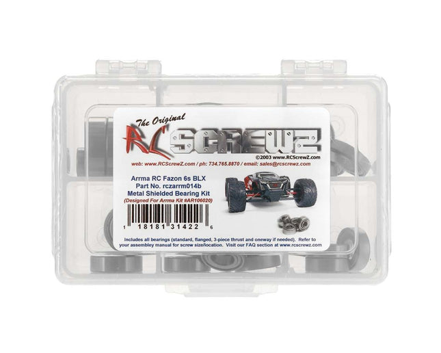 RCZARRM014B, RC Screwz Metal Shielded Bearing Kit ARA Fazon 6S BLX