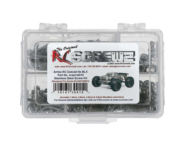 RCZARRM015, RC Screwz Stainless Steel Screw Kit ARA Outcast 6S BLX