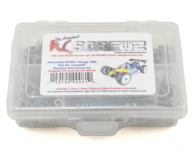RCZASS081, RC Screwz Associated RC8B3.1 Stainless Steel Screw Kit