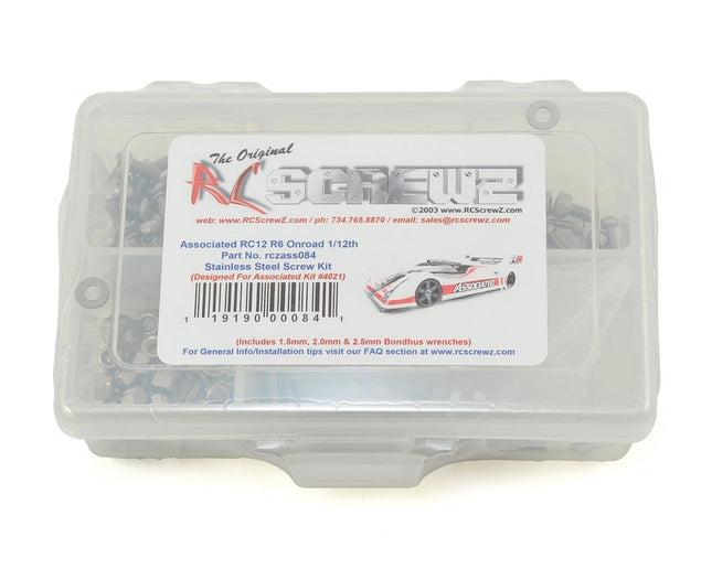 RCZASS084, RC Screwz Associated RC12R6 Stainless Steel Screw Kit