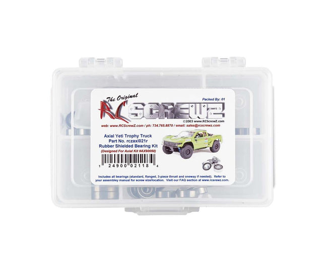 RCZAXI021R, RC Screwz Rubber Shielded Bearing Kit Yeti SCORE Trophy