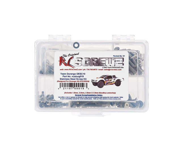 RCZDURG019, RC Screwz Stainless Steel Screw Kit Durango DESC10