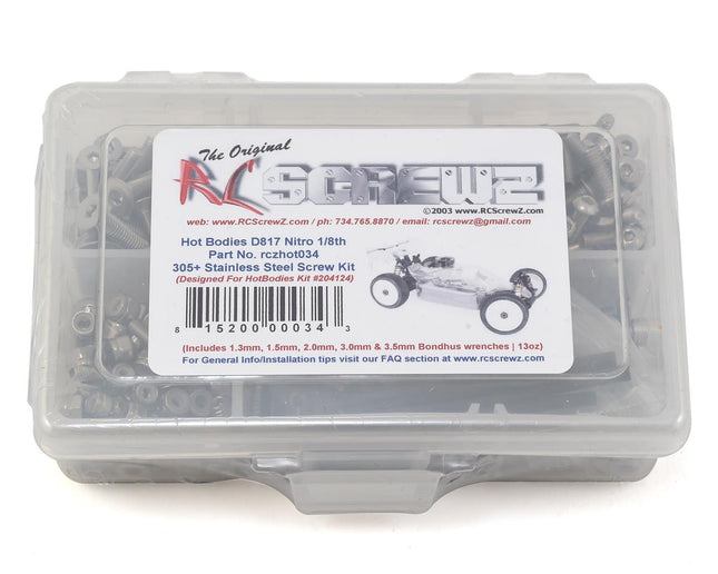 RCZHOT034, RC Screwz HB D817 Nitro Stainless Steel Screw Kit