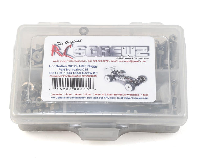RCZHOT035, RC Screwz HotBodies D817e Stainless Steel Screw Kit