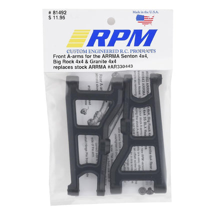 RPM81492, RPM Arrma 4x4 Front Suspension Arm Set (Black), Big Rock, Senton, Granite