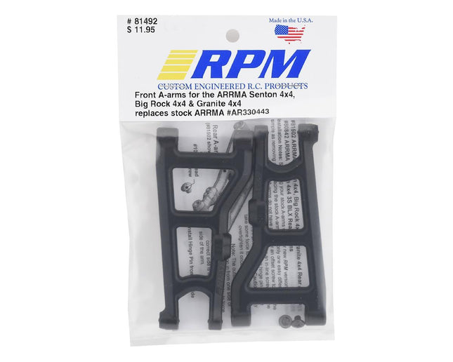 RPM81492, RPM Arrma 4x4 Front Suspension Arm Set (Black), Big Rock, Senton, Granite