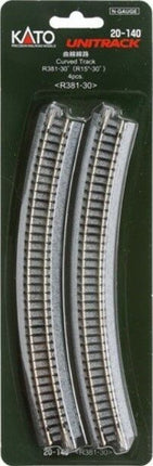 Kato 20-140 Unitrack, 381mm (15") Radius 30-Degree Curve Track (4-Piece) - Caloosa Trains And Hobbies