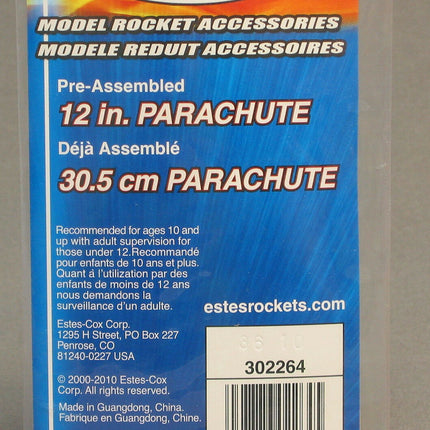 EST2264, Estes Rocket Parachute, 12"