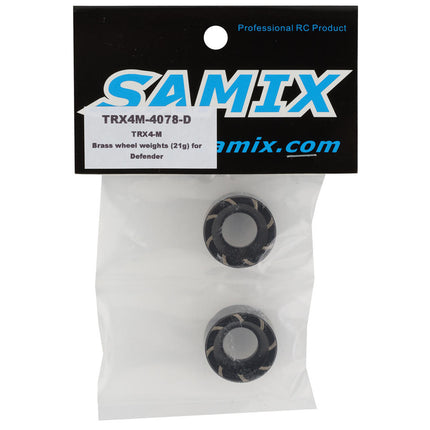 SAMTRX4M-4078-D, Samix Traxxas TRX-4M Defender Brass Wheel Weights (Black) (2) (21g)