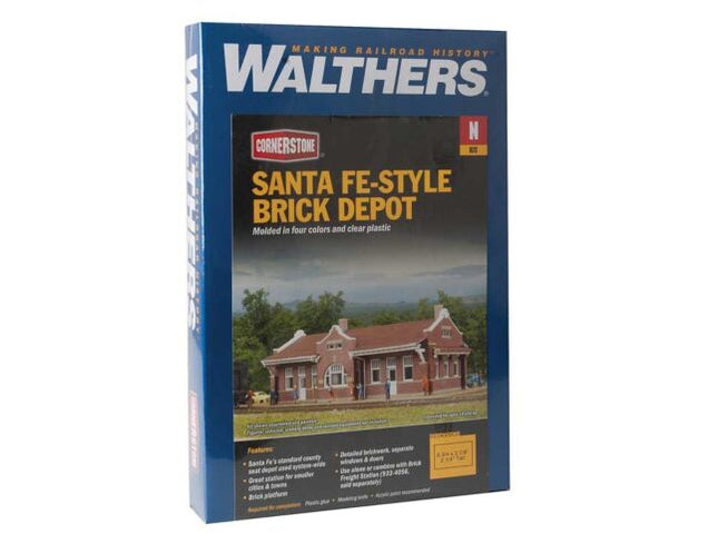 Walthers Cornerstone, 933-3803, Santa Fe-Style Brick Depot -- Kit - 6-3/4 x 3-7/8 x 2-1/4" 17.1 x 9.8 x 5.7cm