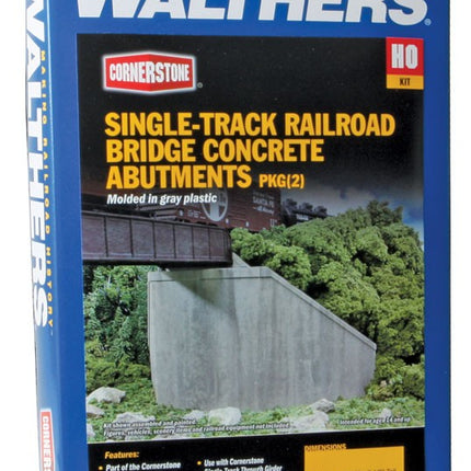 Single-Track Railroad Bridge Concrete Abutments pkg (2) -- Kit