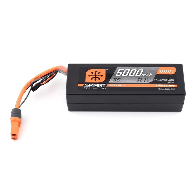 SPMX50003S100H5, Spektrum RC 3S Smart LiPo Hard Case 100C Battery Pack w/IC5 Connector (11.1V/5000mAh)