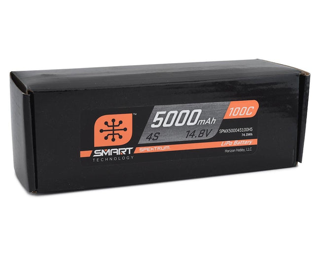 SPMX50004S100H5, Spektrum RC 4S Smart LiPo Hard Case 100C Battery Pack w/IC5 Connector (14.8V/5000mAh)