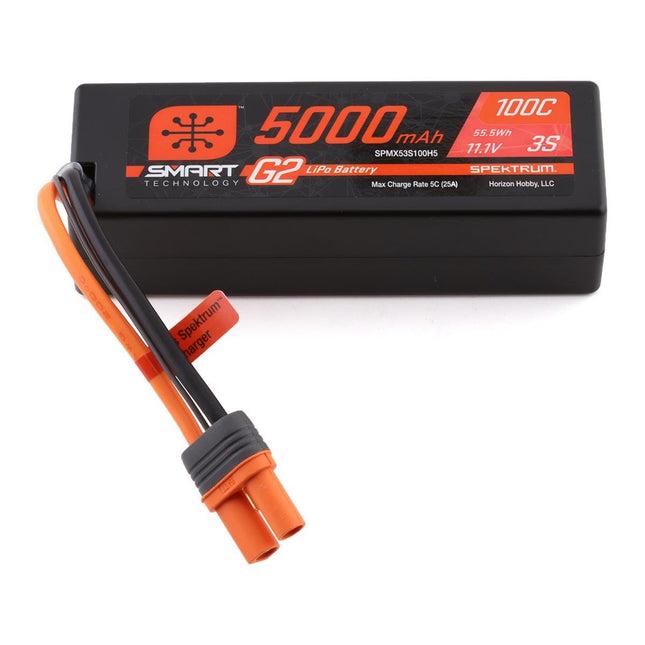 SPMX53S100H5, Spektrum RC 3S Smart G2 LiPo 100C Battery Pack (11.1V/5000mAh) w/IC5 Connector