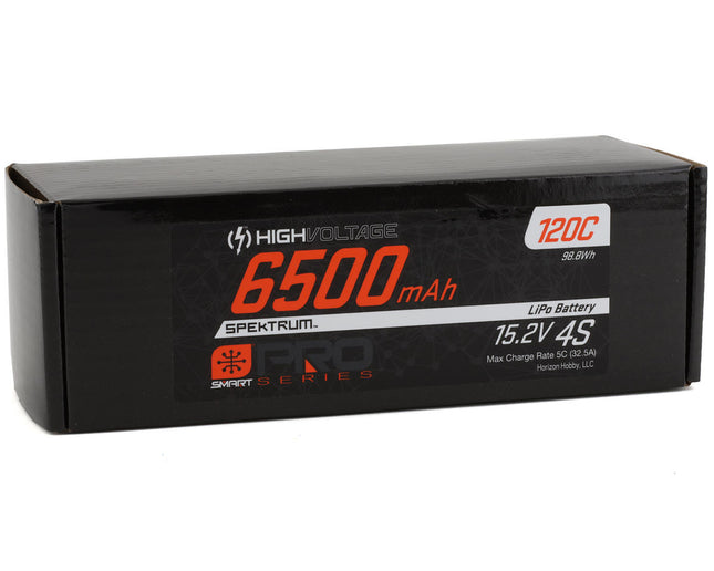 SPMX64S120HT, Spektrum RC 4S Smart Pro Race Hardcase HV-LiPo 120C Battery (15.2V/6500mAh) w/5mm Bullets