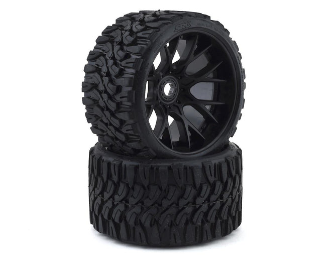 Monster Truck Terrain Crusher Belted tire pre-glued on WHD wheel 2pc set