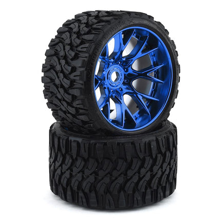 Monster Truck Terrain Crusher Belted tire pre-glued on WHD wheel 2pc set
