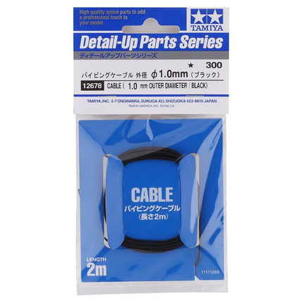 TAM12678, Tamiya 1.0mm Cable Wire (Black) (2000mm)