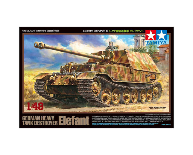 TAM32589, Tamiya 1/48 German Heavy Tank Destroyer Elefant Model Kit