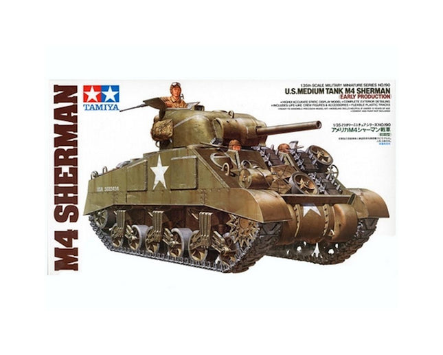 TAM35190, Tamiya 1/35 U.S. Medium Tank M4 Sherman Model Kit