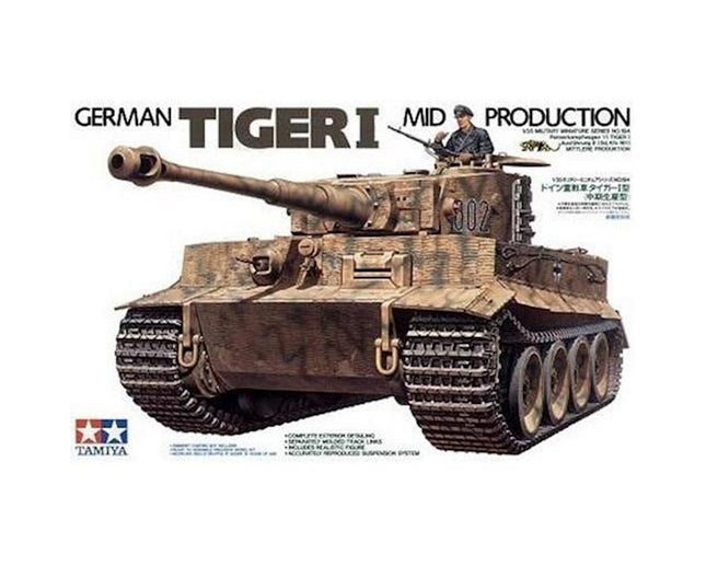 TAM35194, Tamiya Tiger I Mid Production 1/35 Tank Model Kit