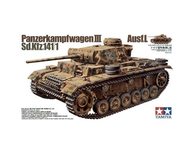 TAM35215, Tamiya 1/35 German Pz. Kpfw III Ausf. Tank Model Kit