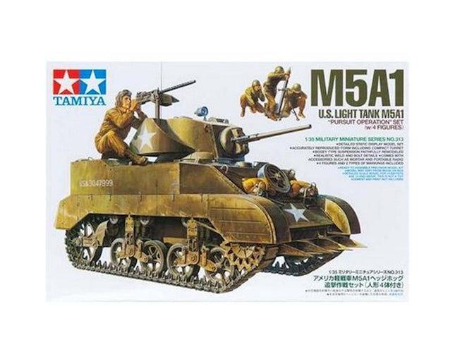 TAM35313, Tamiya 1/35 US Light Tank M5A1 "Pursuit Operation"  Model Kit