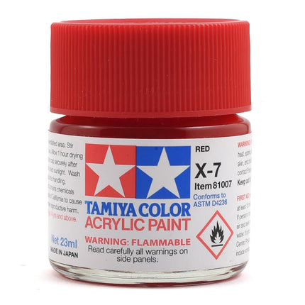 TAM81007, Tamiya X-7 Acrylic Gloss Finish Red Paint (23ml)