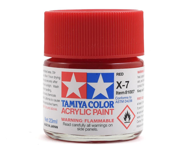 TAM81007, Tamiya X-7 Acrylic Gloss Finish Red Paint (23ml)