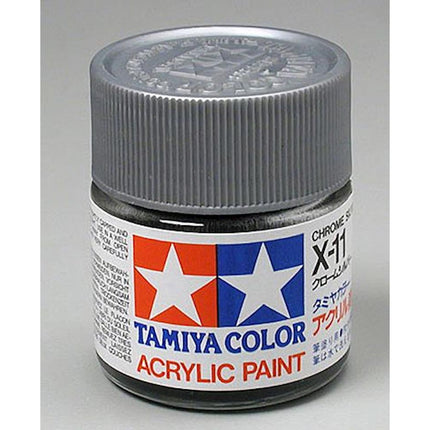 TAM81011, Tamiya X-11 Chrome Silver Gloss Finish Acrylic Paint (23ml)