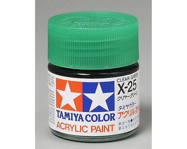 TAM81025, Tamiya X-25 Clear Green Gloss Finish Acrylic Paint (23ml)