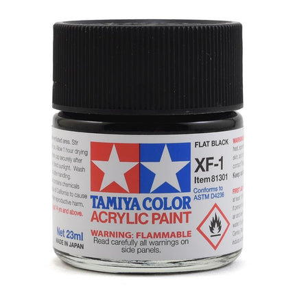 TAM81301, Tamiya XF-1 Flat Black Acrylic Paint (23ml)